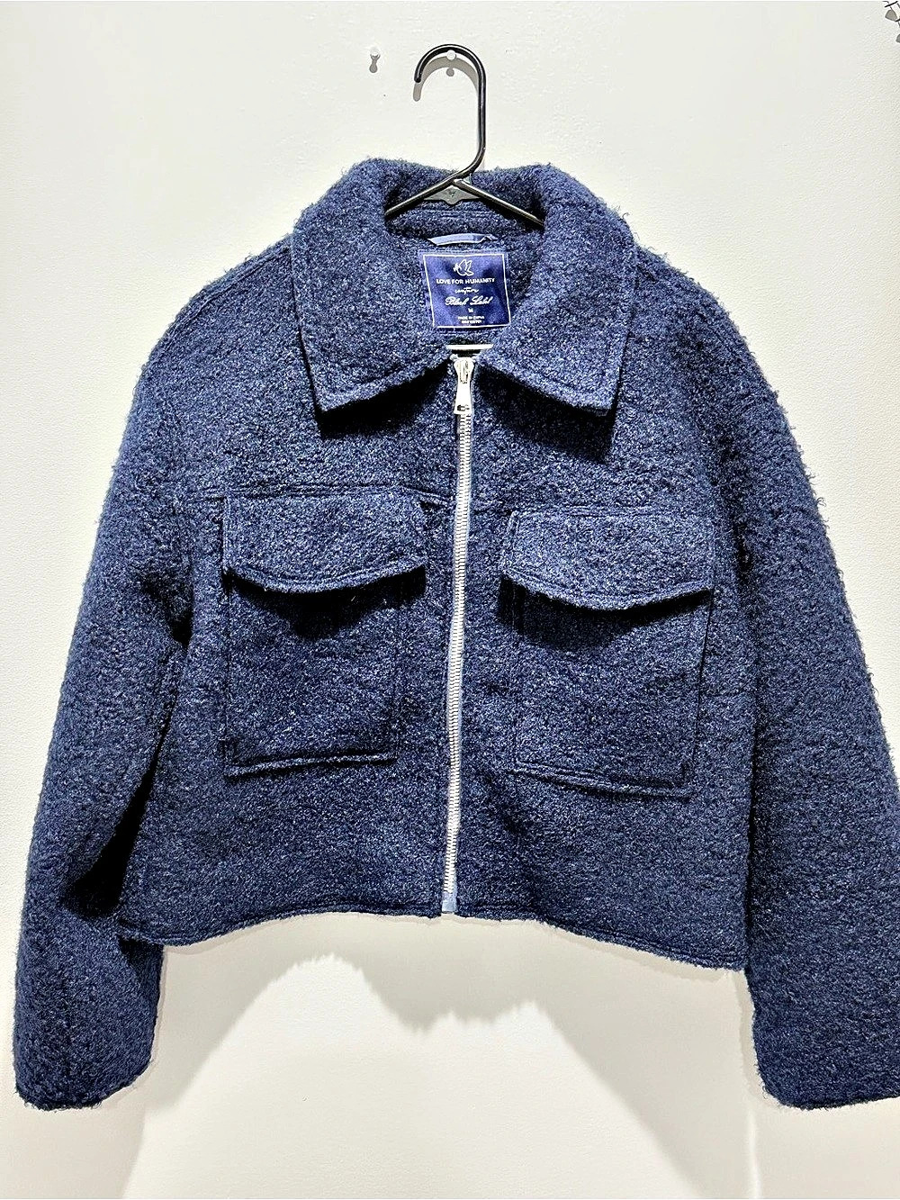Love For Humanity Black Label Boucle Sherpa Zip Jacket Textured Zip Jacket in